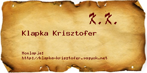 Klapka Krisztofer névjegykártya
